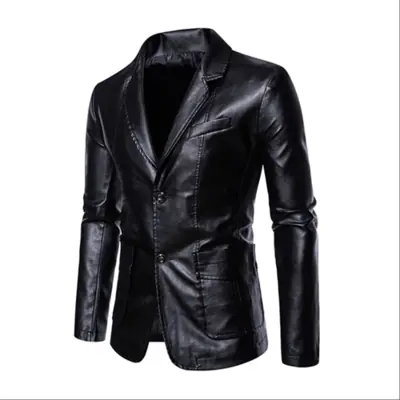 Image de Veste en Cuir Homme Décontractée - Noir & Kaki - Taille 5XL