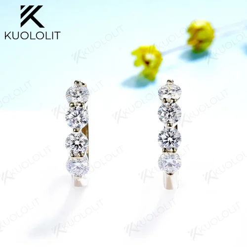 Imagen de Elegantes Pendientes de Moissanita de 0.8 Ctw en Oro Sólido 14K y Plata 925, Diseño de Aro Redondo para Mujer, Joya Perfecta para Fiestas Navideñas