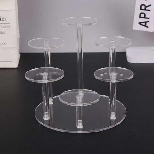 Afbeelding van Transparante 4-laags Acryl Displaystandaard met Verwijderbare Vierkante Houders – Ideaal voor Sieraden, Juwelen en Presentatie in Winkels of Thuis