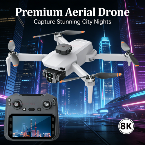 Imagen de Dron L106 8K con Cámara HD, Motor Sin Escobillas, Detección de Obstáculos, Pantalla Integrada y Control Remoto Plegable - Cuadricóptero Avanzado para Niños y Adultos