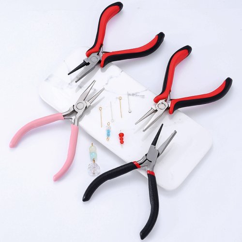 Immagine di Pinze concave rotonde rosa Mini pinze di precisione per anelli di filo Strumenti di piegatura del filo per gioielli fai-da-te Progetti di hobby per occhi