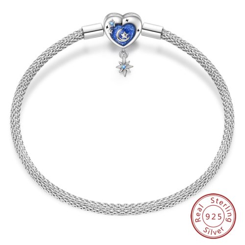 Immagine di Bracciale in Argento Sterling 925 con Farfalla e Cuore - Gioiello Fashion per Donne