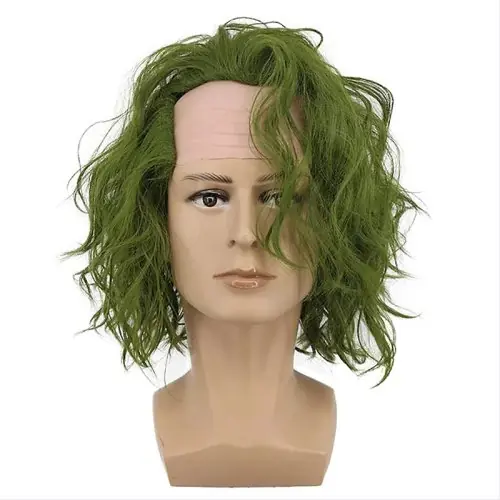 Image de Perruque Cosplay Verte Courte & Bouclée pour Hommes