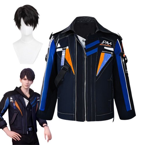 Image of Official Game of Love and DeepSpace Caleb Cosplay Costume Set with Jacket and Wig