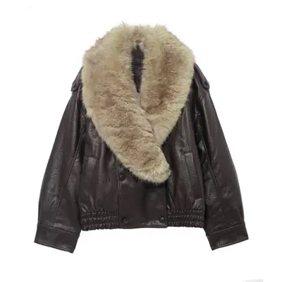 Image de Manteau en Simili-Cuir Femme Col Fourrure - Hiver 2025