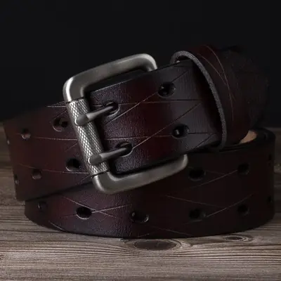 Image de Ceinture Homme Cuir Classique - Boucle Double Aiguille
