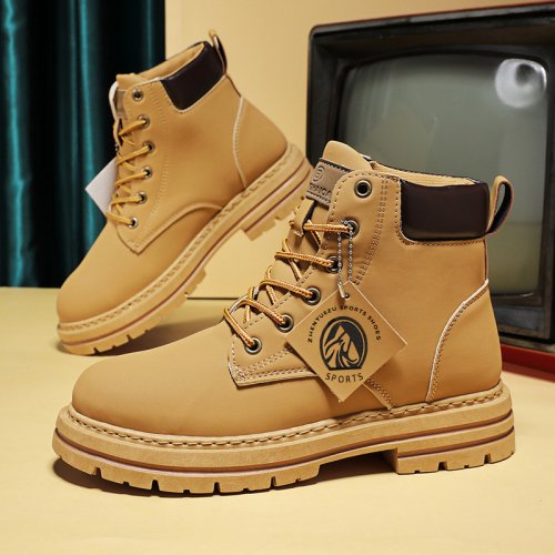 Afbeelding van Stijlvolle Leren Heren Enkellaarsjes met Veters – Perfect voor Motorrijden, Winter en Casual Look