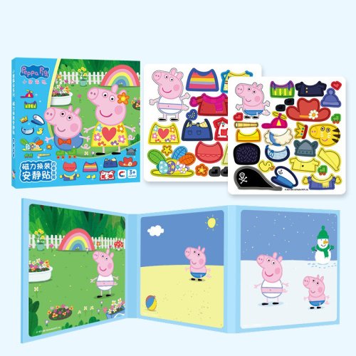 Imagen de Peppa Pig pegatina magnética libro silencioso cambio rompecabezas montaje niños DIY pegatina magnética juguete para regalo