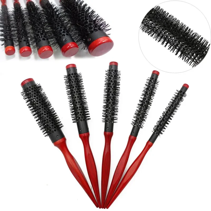 Afbeelding van Natuurlijke Anti-Statieke Krullende Haarborstel met Zwijnborstelhaar – Ronde Rollende Borstel voor Perfecte Haarstyling in Salonkwaliteit