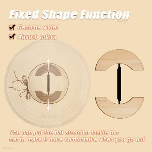 Image de Support de Chapeau en Bois Réglable - Rangement Élégant pour Fedoras, Casquettes & Cowboy Hats
