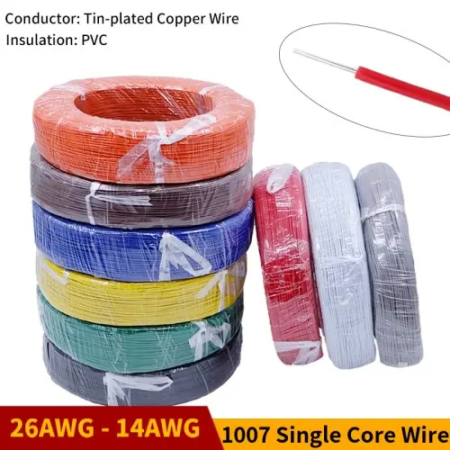 Image de Câble électrique AWG 26-18, fil cuivre tressé, isolation PVC