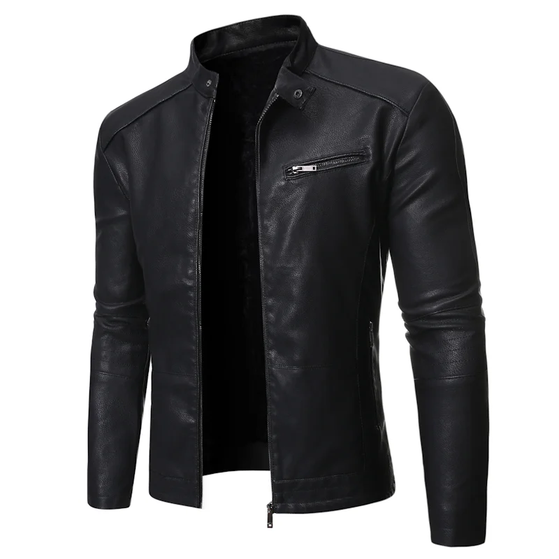 Imagen de Chaqueta de Cuero PU Delgada para Hombre, Estilo Coreano Moderno, Ajustada y Informal, Ideal para Primavera y Otoño