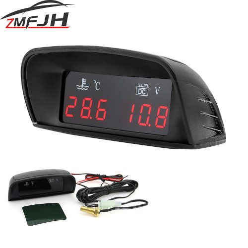 Imagen de Medidor Digital de Temperatura del Agua y Voltímetro 2 en 1 con Pantalla LCD para Coches, Camiones y Motocicletas - Compatible con 12V y 24V