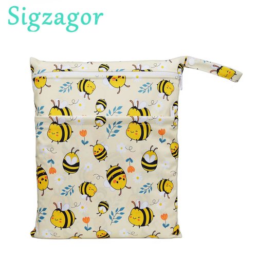 Zdjęcie Torba na mokro i sucho dla niemowląt – wodoodporna, z podwójnym zamkiem błyskawicznym, wielokrotnego użytku, 36x29 cm