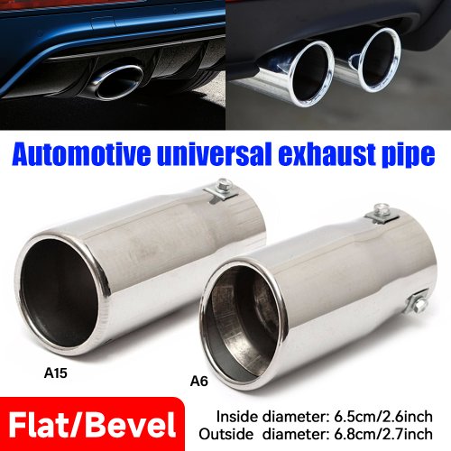 Imagen de Silenciador de punta de tubo de escape universal en acero inoxidable para coche, embellecedor trasero de alta calidad y duradero