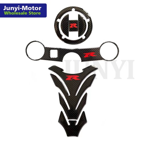 Afbeelding van Carbon Look Tankpad Sticker voor Suzuki GSXR 600, 750, 1000 (K3-K9) – Bovenste Klem Vork Triple Tree Decoratie