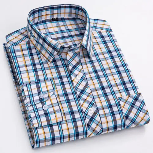 Image de Chemise Homme à Carreaux en Coton 100% - Élégante & Confortable