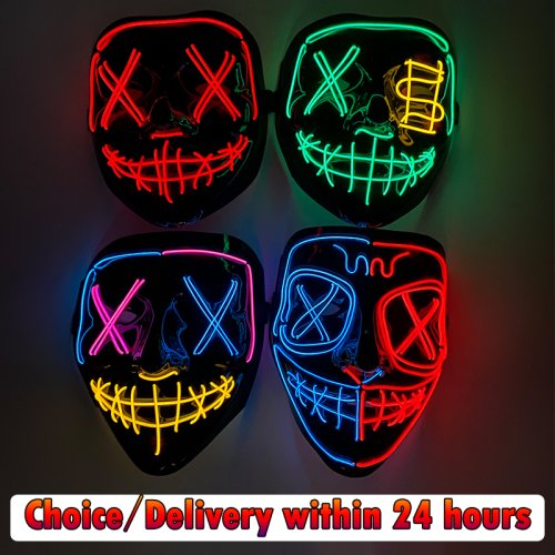 Bild von Neon-LED-Halloween-Maske – Leuchtet im Dunkeln!