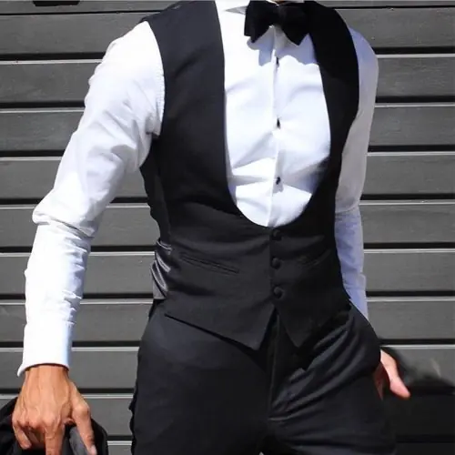 Image de Gilet Noir Marié - Costume Ajusté Élégant