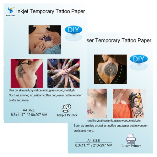 Zdjęcie Tymczasowy tatuaż Transfer Drukowanie Papierowa drukarka atramentowa Laser A4 Arkusz naklejek do druku dla skóry dziecka DIY Wodoodporny