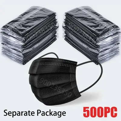Image de Masques Noirs Jetables - Protection 3 Couches