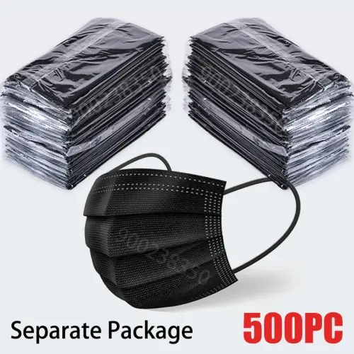 Image de Masques Noirs Jetables - Protection 3 Couches
