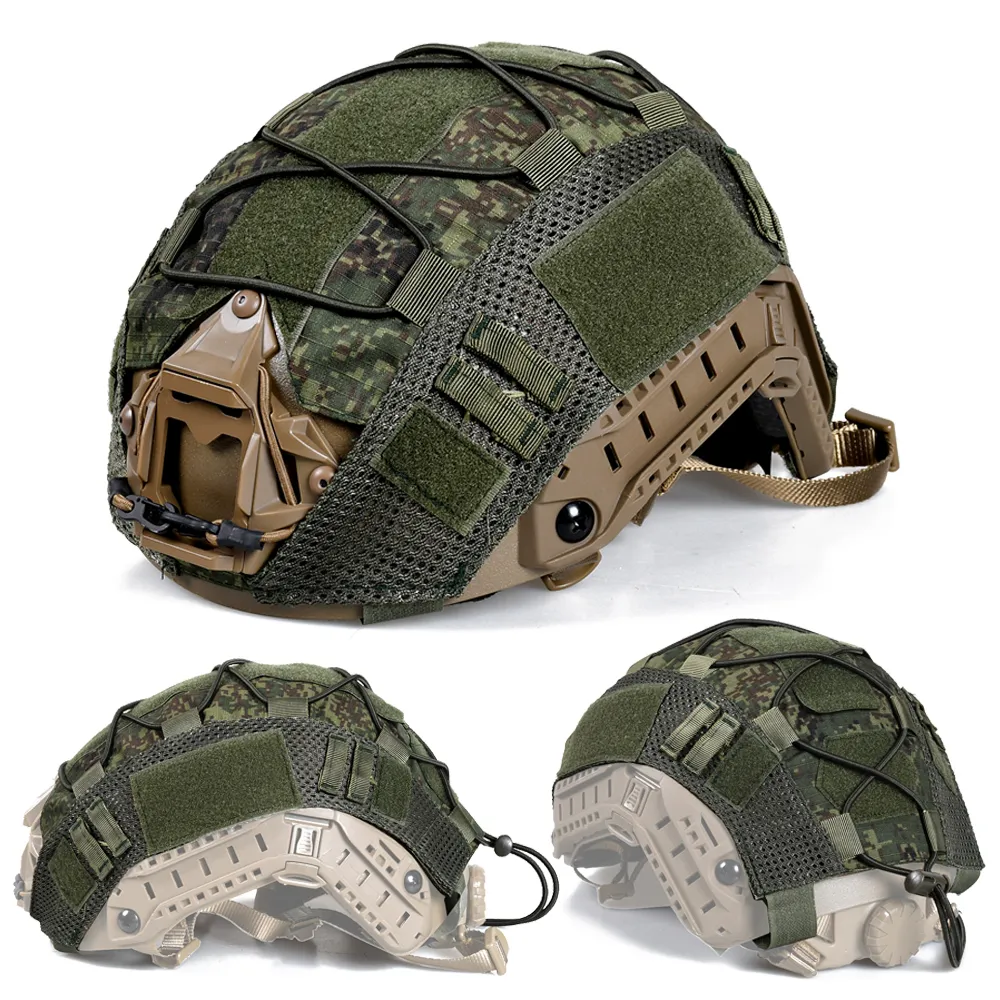 Zdjęcie ​ Pokrowiec na hełm taktyczny do hełmu Fast MH PJ BJ OPS-Core Airsoft Paintball Pokrowiec na hełm o wysokim kroju kamuflaż z elastycznym sznurkiem