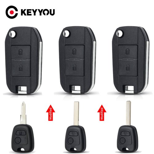 Immagine di KEYYOU 1PCS Versione Modificata Chiave Pieghevole Per Auto Per Toyota AYGO Per Citroen C1 C3 Per Peugeot 307 VA2 Lama Ingresso Fob caso 2 Pulsante