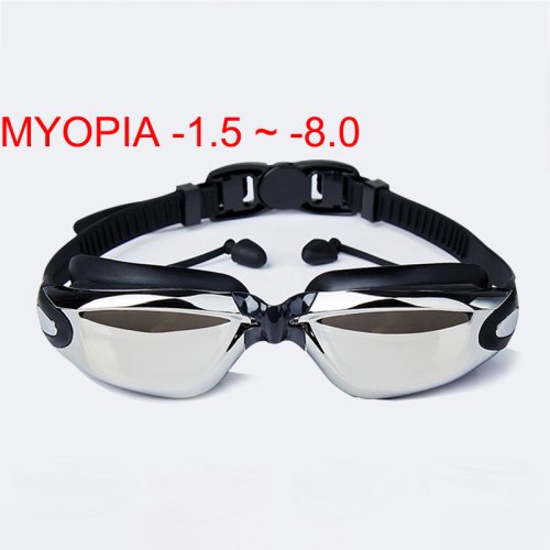 Imagen de Gafas de Natación con Graduación para Miopía, Impermeables y Antiniebla con Protección UV para Hombres y Mujeres, Incluye Tapones para los Oídos