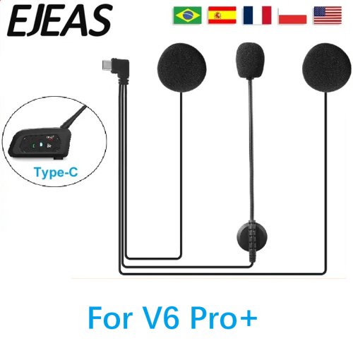 Afbeelding van Originele EJEAS Type-C Interface Headset voor V4Plus, V6Pro, V7, Q7, Q8 Motorhelm Intercom – Uitstekende Communicatie op Afstand