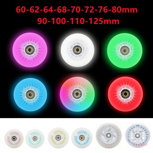 Imagen de Ruedas LED Flash para Patines en Línea de 4 Piezas – Disponibles en Tamaños 60 a 125 mm, Iluminación Brillante para Patinaje Nocturno
