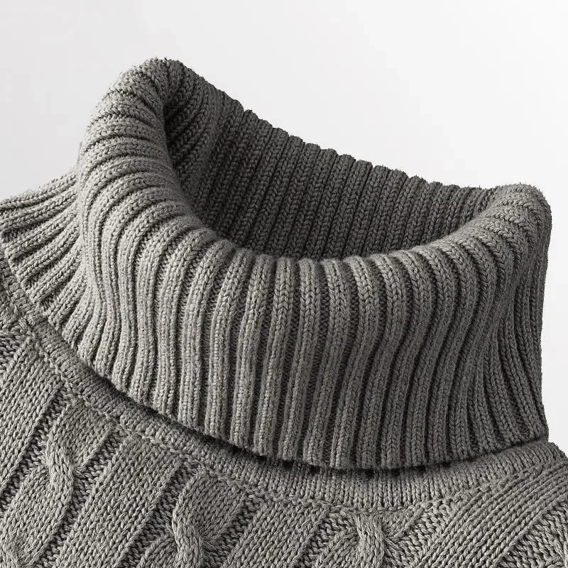 Bild von Neue männer Pullover Gestrickte Slim Fit Pullover Casual Rollkragen Sweatshirts Casual Warme Tops Grundlegende Einfarbig Lose Sweatwear