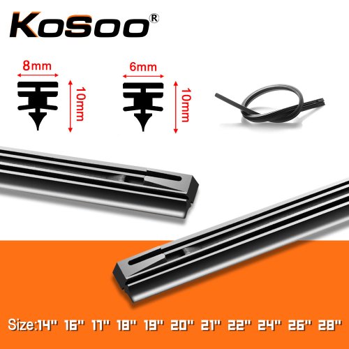 Imagen de Tira de Goma de Repuesto para Escobilla Limpiaparabrisas de Coche - Compatible con Tamaños 14 a 28 Pulgadas y Grosor 6mm/8mm