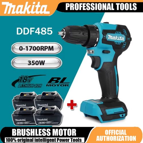 Zdjęcie Wielofunkcyjny wkrętak udarowy bezszczotkowy Makita DDF485 10MM LXT Compact, akumulatorowy, bezszczotkowy wiertarko-wkrętarka udarowa.