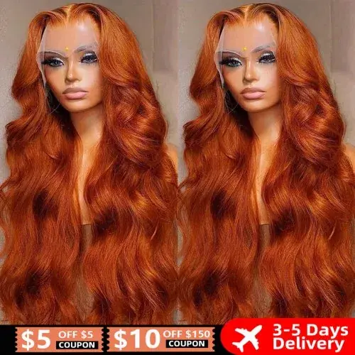 Image de Perruque Lace Front Orange Naturelle 34-36 Pouces - Cheveux Humains