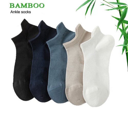 Afbeelding van Hoge Kwaliteit 5 Paren Heren Bamboevezel Sokken - Ademende, Korte Mesh Enkel Sokken voor Zomer, Comfortabele en Natuurlijke Mannen Sokken