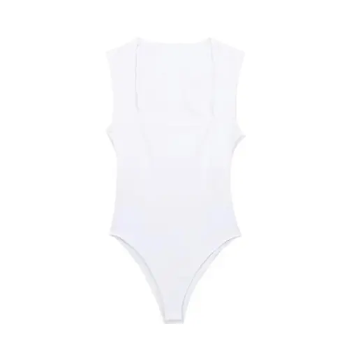Image de Body Noir Moulant Col Carré - Lingerie Sexy Femme Été 2025