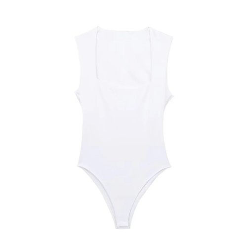 Image de Body Noir Moulant Col Carré - Lingerie Sexy Femme Été 2025