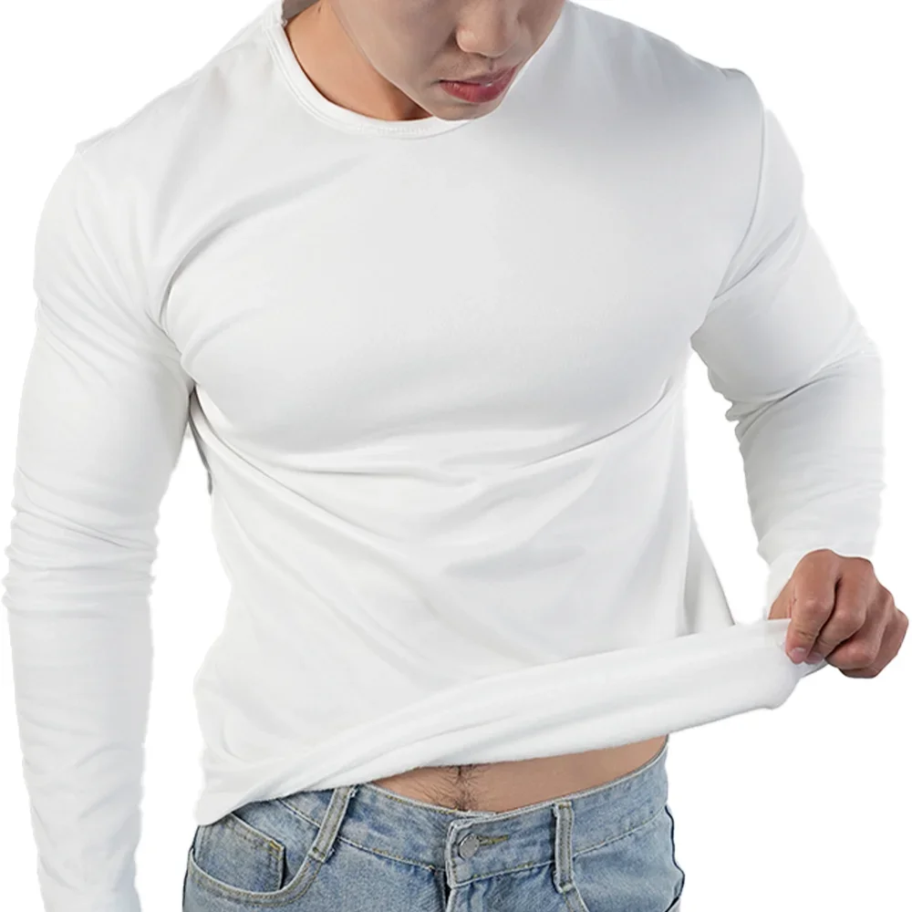 Image of Men's Ultra Thermal Underwear Extreme Cold Weather Long-sleeved Base Layer Top Fleece Lined New Winter O-Neck Bottoming Shirts