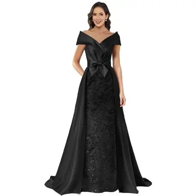 Image de Robe Maman de la Mariée Élégante à Épaules Dénudées