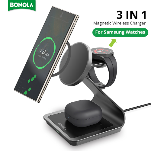 Afbeelding van Bonola Magnetisch 3-in-1 draadloos laadstation voor Samsung S24 Ultra/S25 25w snellaadstandaard voor Galaxy Watch 7/6/5/oordopjes