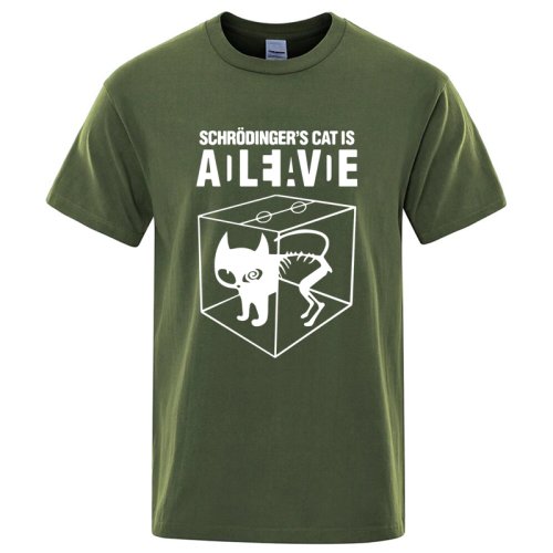 Afbeelding van Heren T-Shirt met Schrödinger's Kat Print - Zomerse Korte Mouw Top van Hoge Kwaliteit Katoen, Casual Stijl, Inspiratie uit The Big Bang Theory