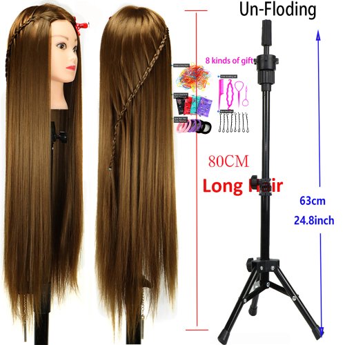 Image of Professional Realistic Hairdressing Mannequin Head with Natural Wig for Salon Training and Styling Practice