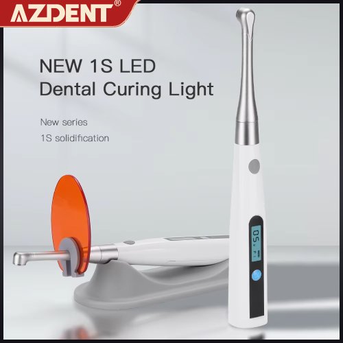 Immagine di AZDENT Lampada per polimerizzazione dentale LED Cordless Testa in metallo 1S Cure 3 modalità 800-1400mw/cm2 Attrezzatura per odontoiatria dal design reclinato