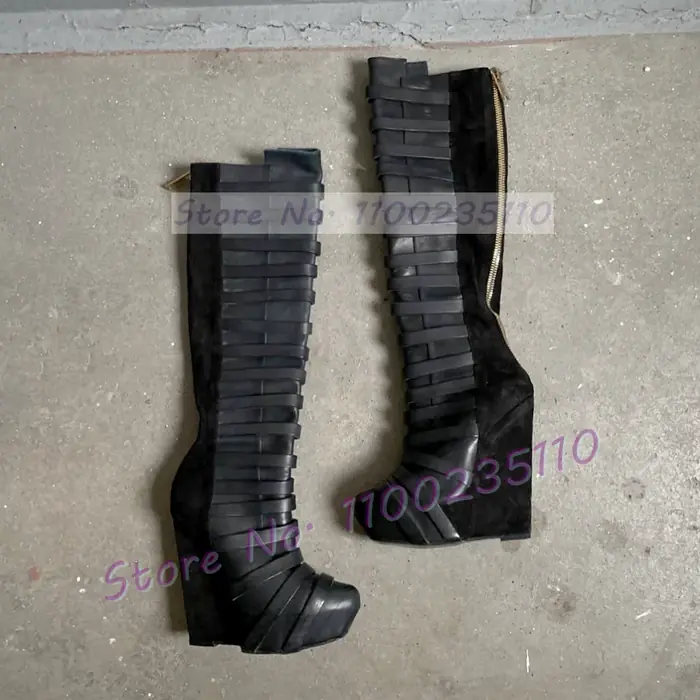 Image de Bottes Hautes à Plateforme Noires - Style Élégant & Cool