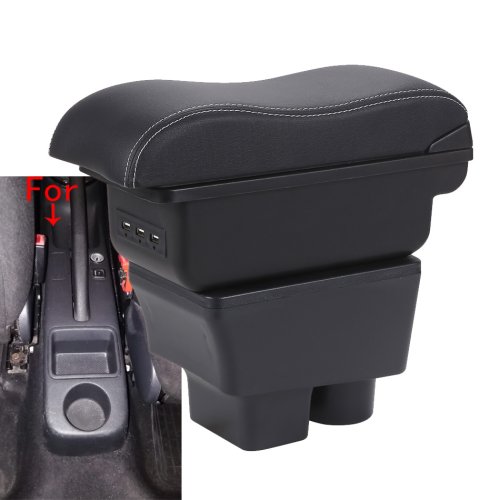 Image of Premium Leather Armrest Storage Box for Skoda Fabia II (2008-2014) - Curved Design with Easy Installation