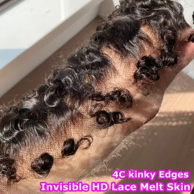 Image de Perruque HD Dentelle Frontale 13x6 - Cheveux Crépus Bouclés 4C