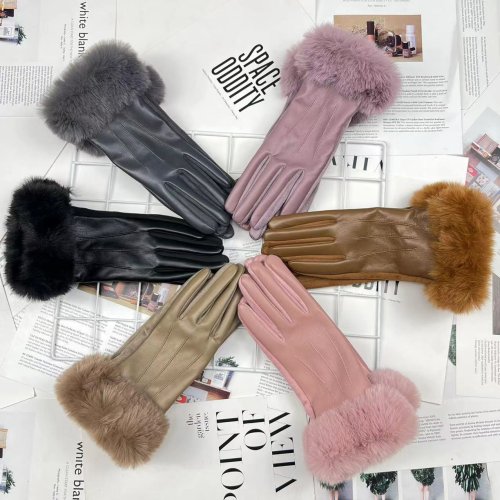 Afbeelding van Dames Winter Warm PU Leer Suède Splitsen Plus Fluwelen Dikkere Handschoenen - Mode Elegante Fietsen Drive Touchscreen Pluche Pols