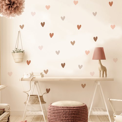 Image of Boho Hearts Wall Sticker for Kids' Rooms – Bohemian Vinyl Decals for Nursery, Girls' and Boys' Bedrooms – Creative Wall Art for Children's Home Decor