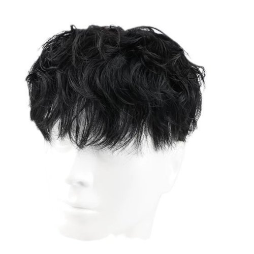 Bild von Natürliches Echthaar-Toupet für Männer – Schwarzes Haarteil mit Kopf-Top-Reparaturblock und Stirnverlängerung, Internes Netzwerk 16x18 cm & 18x20 cm